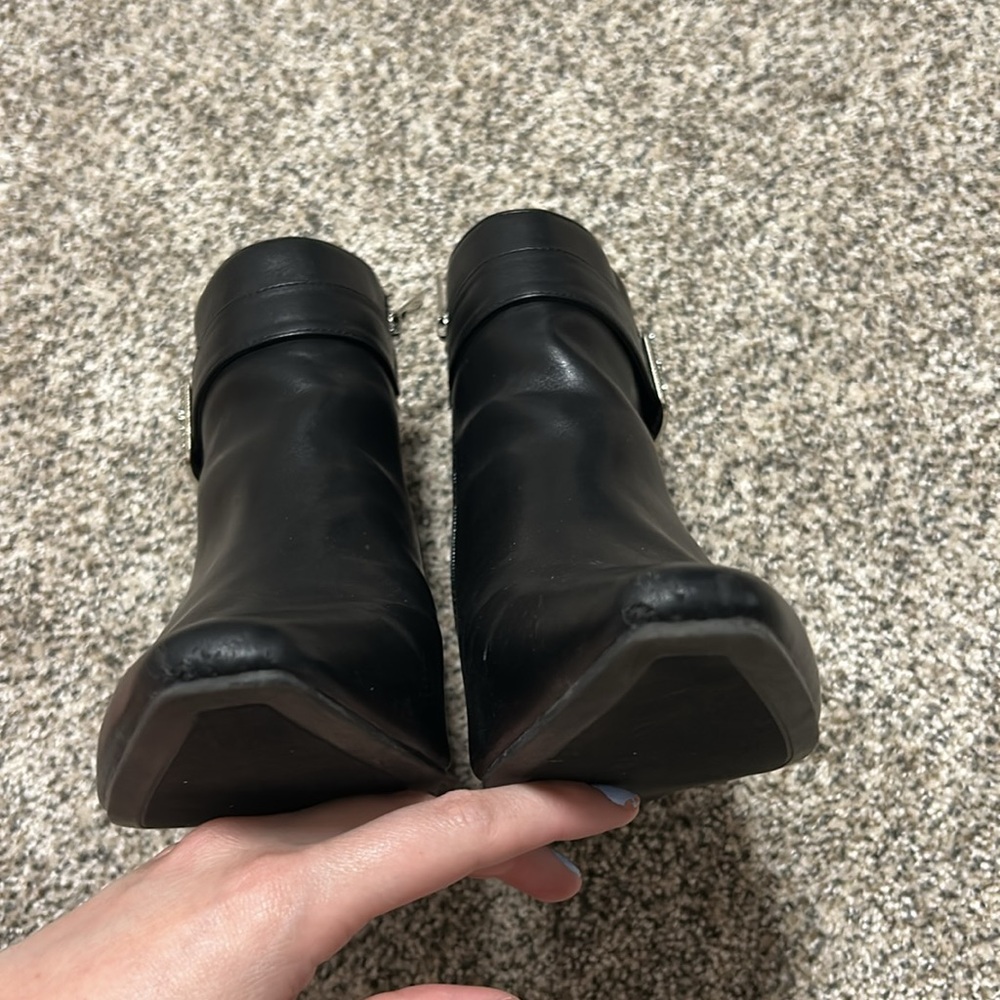 Jones New York Size 11M Rhinestone Black Wedge Ankle Boots - Picture 9 of 11